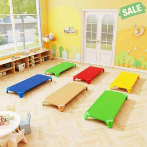 Portable 6 Pack Stackable Daycare Cots Sleeping Bed for Kids 52 Inch-Blue Blue Toddler Beds