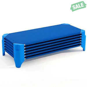 Portable 6 Pack Stackable Daycare Cots Sleeping Bed for Kids 52 Inch-Blue Blue Toddler Beds