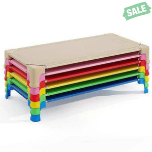Portable 6 Pack Stackable Daycare Cots Sleeping Bed for Kids 53 Inch-Blue Blue Toddler Beds