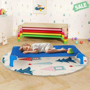 Portable 6 Pack Stackable Daycare Cots Sleeping Bed for Kids 53 Inch-Blue Blue Toddler Beds