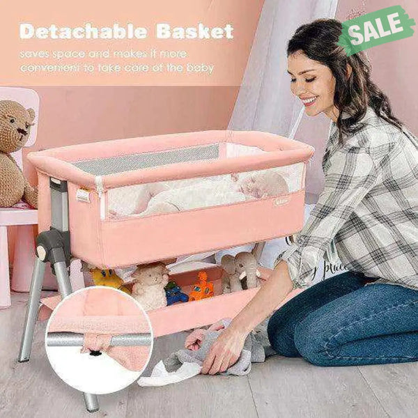 Portable Baby Bedside Sleeper with Adjustable Heights and Angle Beige Bassinets & Bedside Sleepers