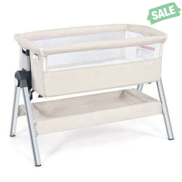 Portable Baby Bedside Sleeper with Adjustable Heights and Angle Beige Bassinets & Bedside Sleepers
