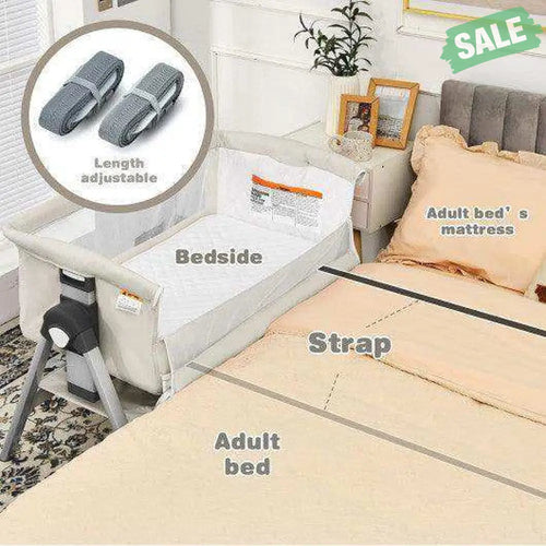Portable Baby Bedside Sleeper with Adjustable Heights and Angle Beige Bassinets & Bedside Sleepers