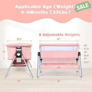 Portable Baby Bedside Sleeper with Adjustable Heights and Angle Beige Bassinets & Bedside Sleepers