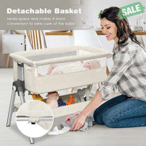 Portable Baby Bedside Sleeper with Adjustable Heights and Angle Beige Bassinets & Bedside Sleepers