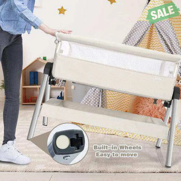 Portable Baby Bedside Sleeper with Adjustable Heights and Angle Beige Bassinets & Bedside Sleepers