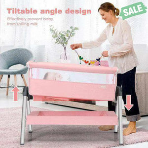 Portable Baby Bedside Sleeper with Adjustable Heights and Angle Beige Bassinets & Bedside Sleepers