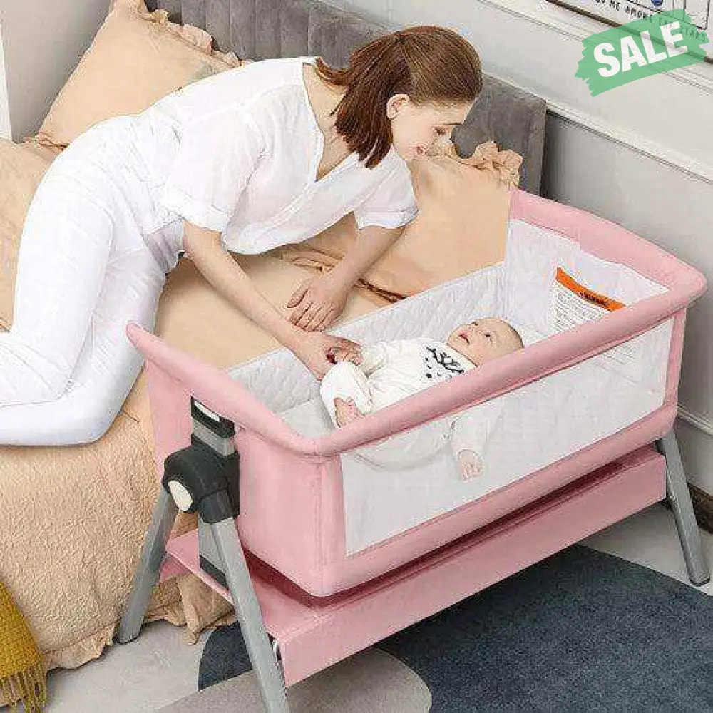Portable Baby Bedside Sleeper with Adjustable Heights and Angle-Gray