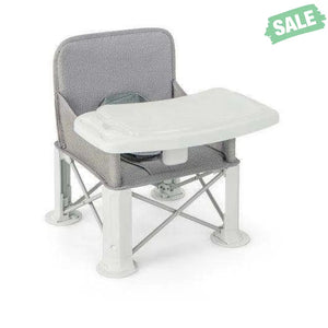 Portable Baby Booster Seat with Straps and Double Tray-Gray