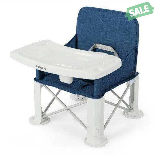 Portable Baby Booster Seat with Straps and Double Tray-Blue