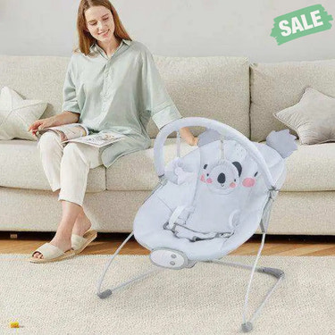 Portable Baby Bouncer Infant Rocker Seat with Detachable Toy Bar-Gray Baby Bouncer & Rocker