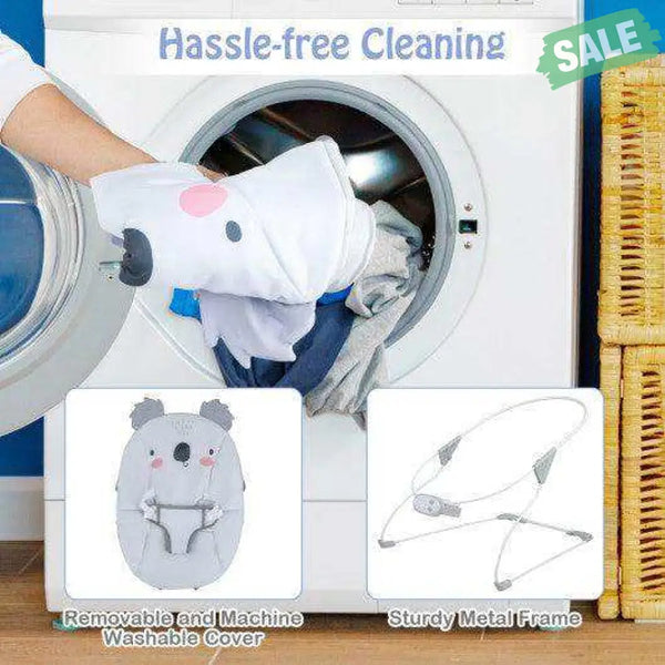 Portable Baby Bouncer Infant Rocker Seat with Detachable Toy Bar-Gray Baby Bouncer & Rocker