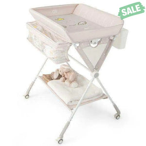 Portable Baby Changing Table with 3-Level Adjustable Height-Beige Gray Changing Tables