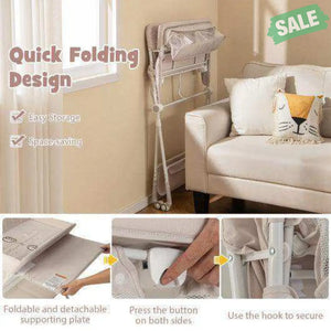 Portable Baby Changing Table with 3-Level Adjustable Height-Beige Gray Changing Tables