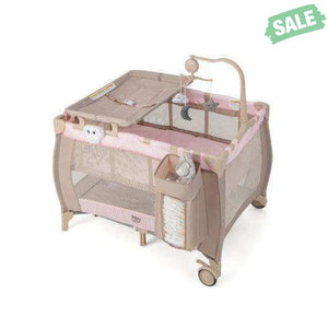 Portable Baby Playard with Changing Table Bassinet and Music Box-Gray Baby Playpen & Playards