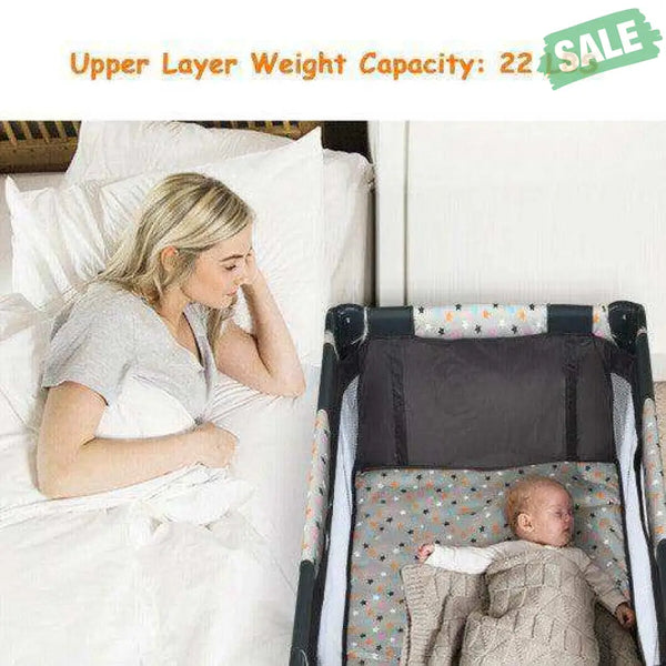 Portable Baby Playpen with Mattress Foldable Design-Blue Gray Baby Playpen & Playards