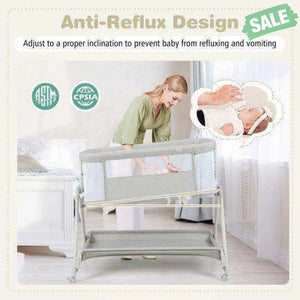 Portable Bedside Sleeper for Baby with 7 Adjustable Heights-Black Black Bassinets & Bedside Sleepers