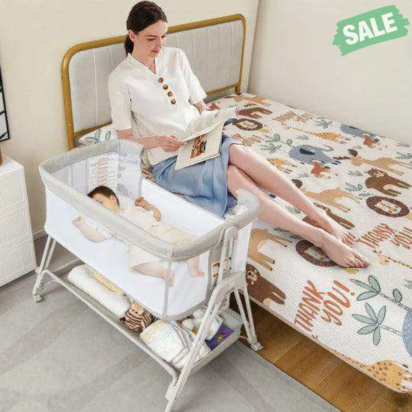 Portable Bedside Sleeper for Baby with 7 Adjustable Heights-Black Black Bassinets & Bedside Sleepers