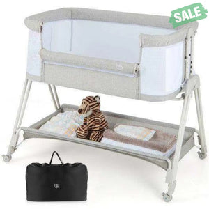 Portable Bedside Sleeper for Baby with 7 Adjustable Heights-Black Black Bassinets & Bedside Sleepers