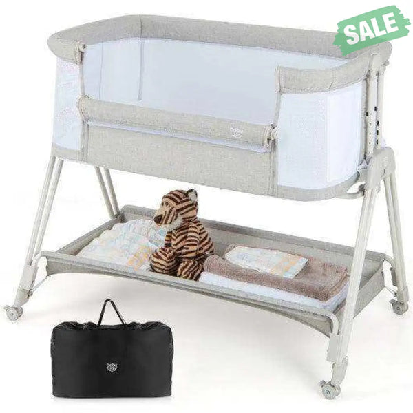 Portable Bedside Sleeper for Baby with 7 Adjustable Heights-Black Black Bassinets & Bedside Sleepers