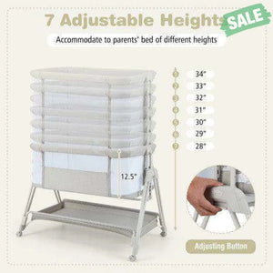 Portable Bedside Sleeper for Baby with 7 Adjustable Heights-Black Black Bassinets & Bedside Sleepers