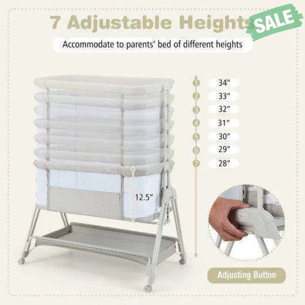 Portable Bedside Sleeper for Baby with 7 Adjustable Heights-Black Black Bassinets & Bedside Sleepers