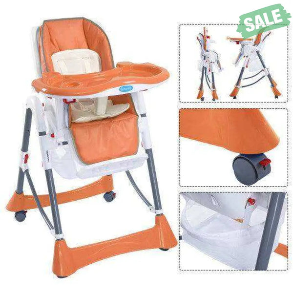 Portable Folding Baby High Chair Toddler Feeding Seat-orange High Chairs
