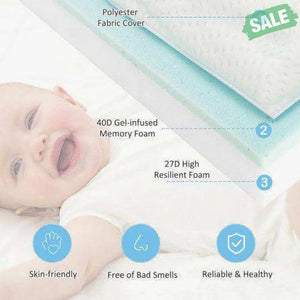 Portable Tri-fold Pack and Play Mattress Pad with Gel-Infused Memory Foam-White White Nursery Furniture