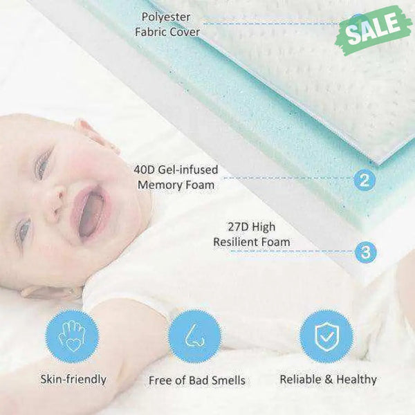 Portable Tri-fold Pack and Play Mattress Pad with Gel-Infused Memory Foam-White White Nursery Furniture