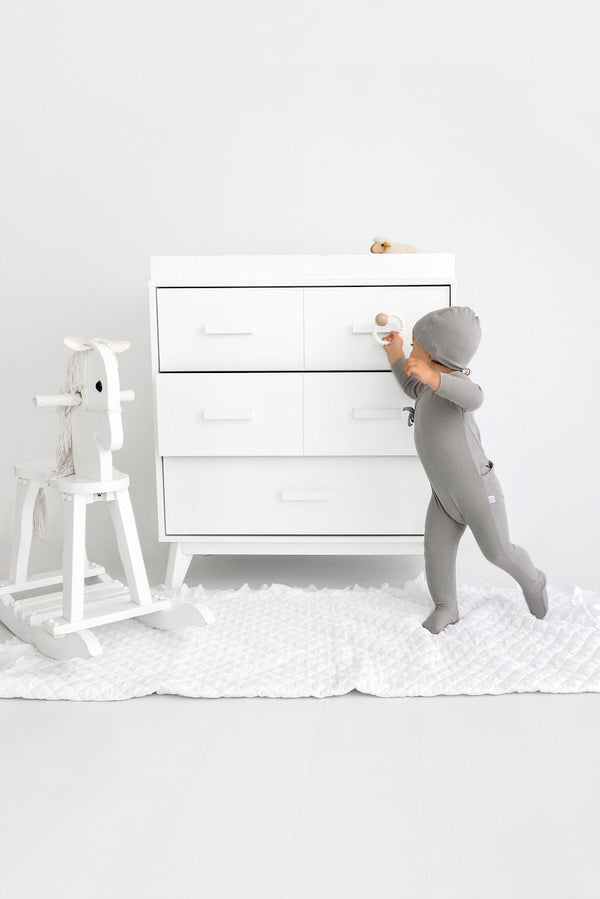 Faux Wrap Footie- Light Grey