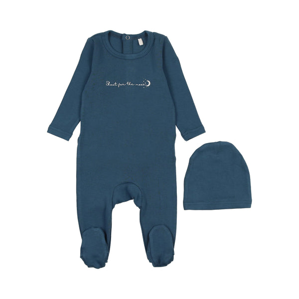 Shoot for the Moon Footie- Royal Blue