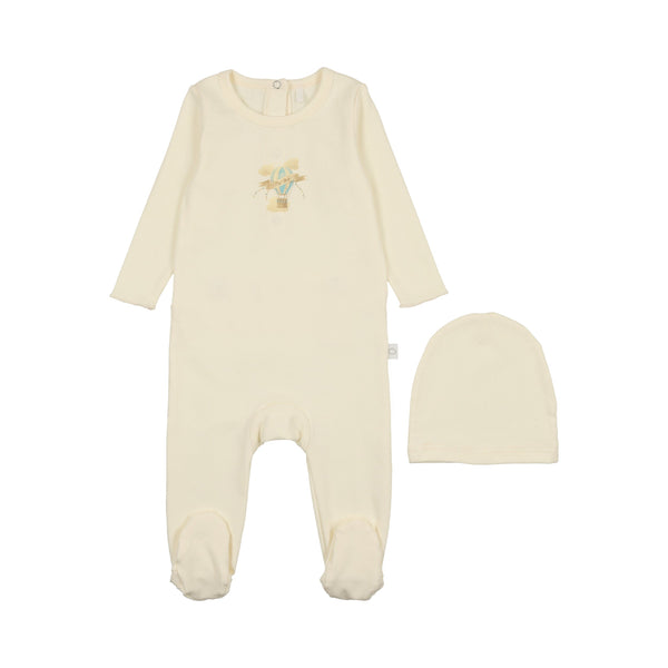 Hot Air Balloon Footie- Cream/Blue
