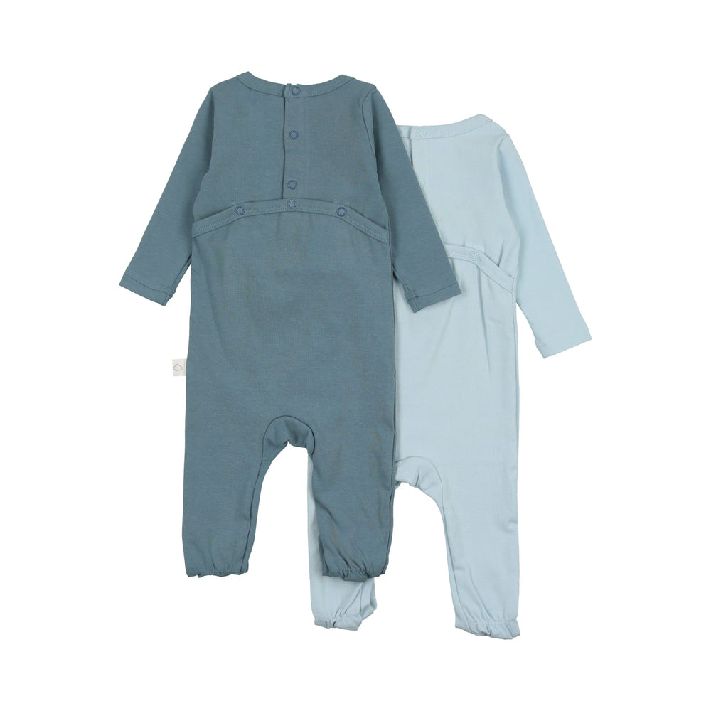 2 Pack Blue Footies for babies - cozy zip pajamas for comfortable sleep and play.