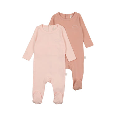 "2 Pack Pink Footies for babies - soft zip pajamas for comfort and style."