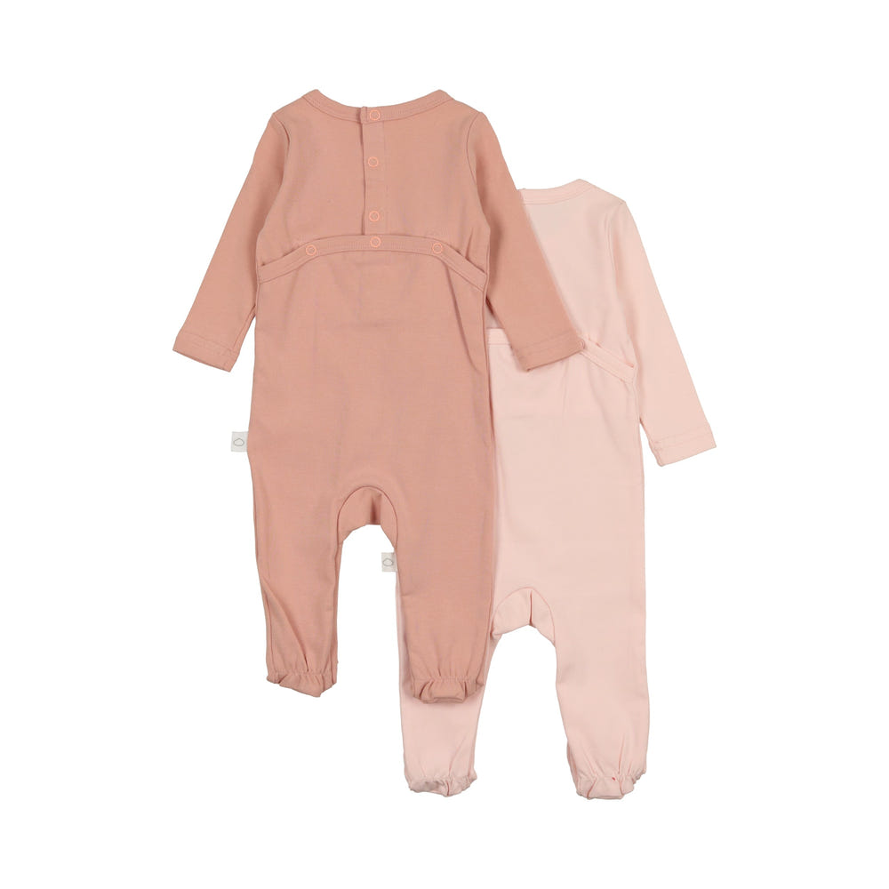 "2 Pack Pink Footies for babies - soft zip pajamas for comfort and style."