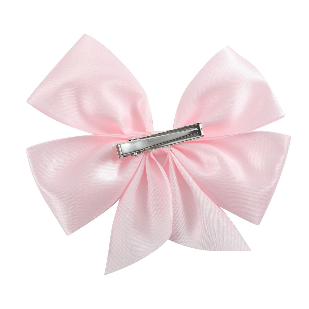 Powder Pink Satin Large Bow Hair Clip - MOOGCO Baby