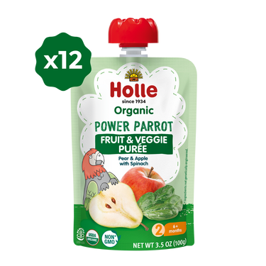 Holle Baby Food Pouches - Organic Fruit & Veggie Puree - Power Parrot