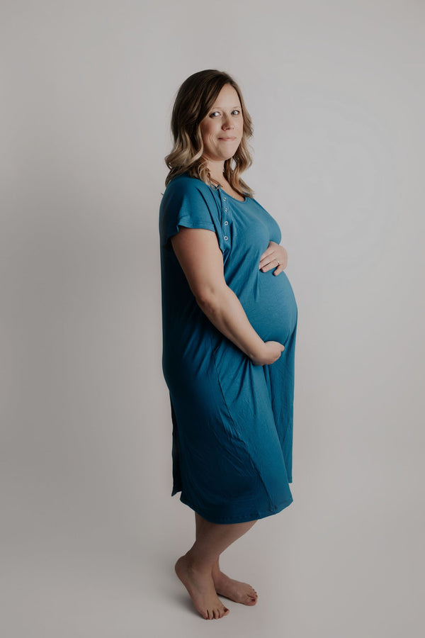 Blue Mommy Labor and Delivery Nursing Hospital Gown