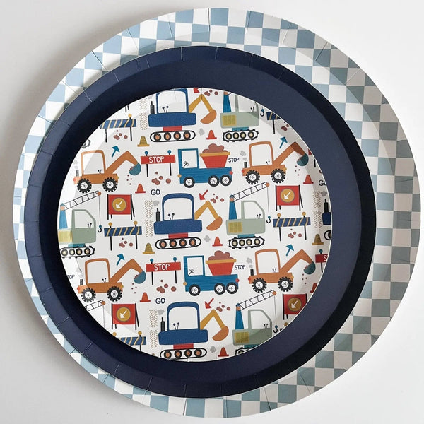 Premium Checkered Blue Plate (12pcs)