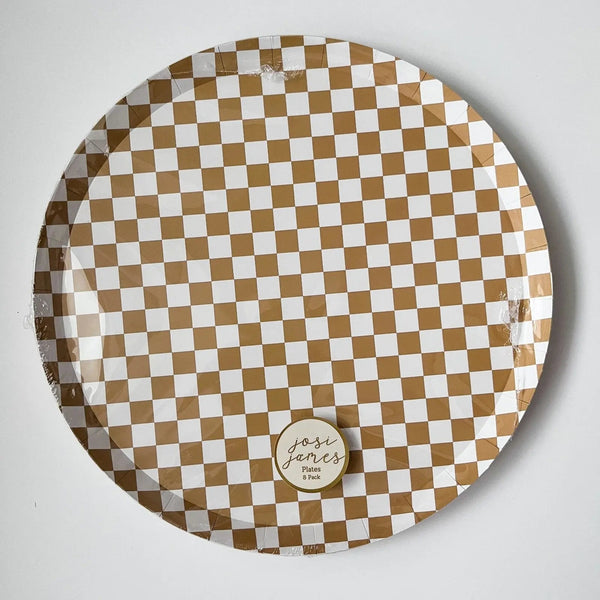 Premium Checkered Gold Matte Plate (8pcs)