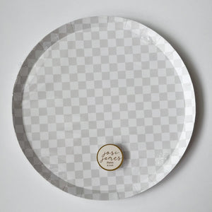 Premium Checkered Light Gray Plate (8pcs)