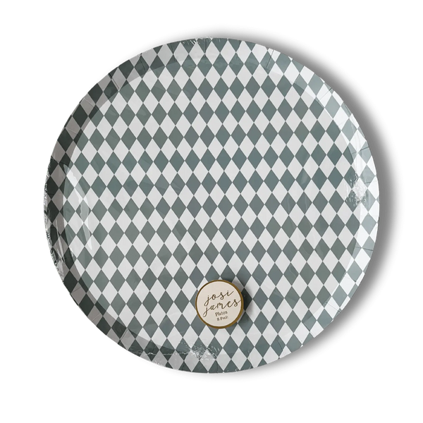 Premium Green Bavarian Check Paper Plates (8pcs)
