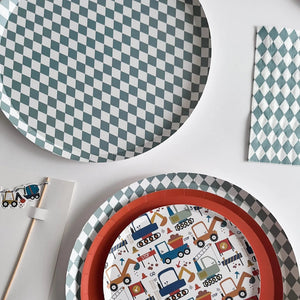 Premium Green Bavarian Check Paper Plates (8pcs)
