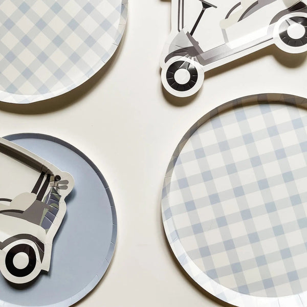 Premium Plaid Baby Blue Plate (12pcs)