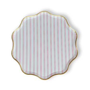 Premium Red Farmhouse Striped Plate (12pcs)