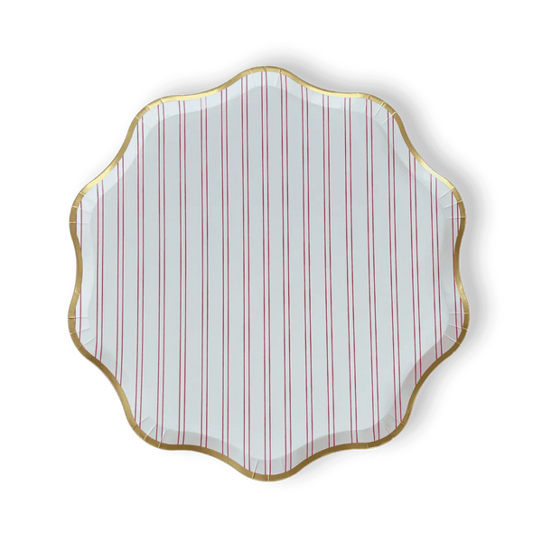 Premium Red Farmhouse Striped Plate (12pcs)