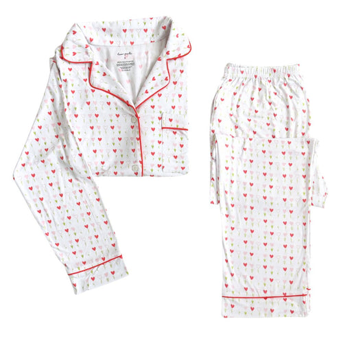 Women's Long Sleeve Pajama Set in Growing Love for cozy bedtime comfort and stylish sleepwear.