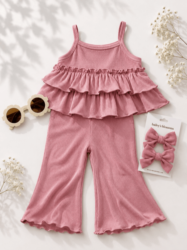 Presley Ruffle Tank Two-Piece Set - Pink