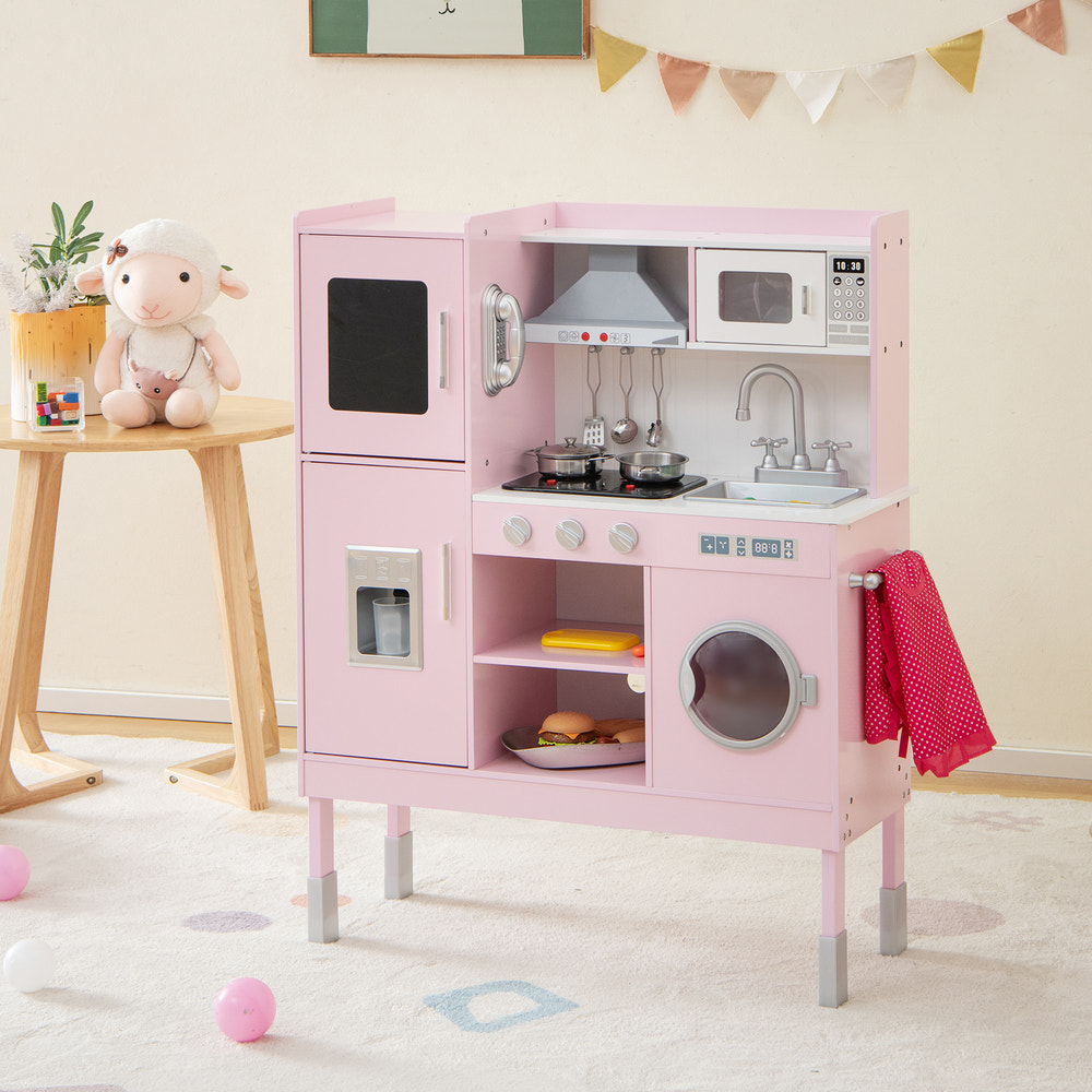 Pretend Play Kitchen for Kids with 16 Pieces Accessories