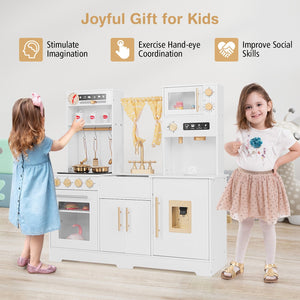 Pretend Play Kitchen for Kids with Coffee Maker-White
